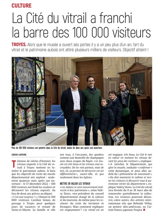 Le 100 000ᵉ visiteur a franchi les portes de la Cité du vitrail à Troyes