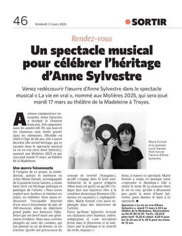Un spectacle musical pour célébrer ll'héritage d'Anne Sylvestre