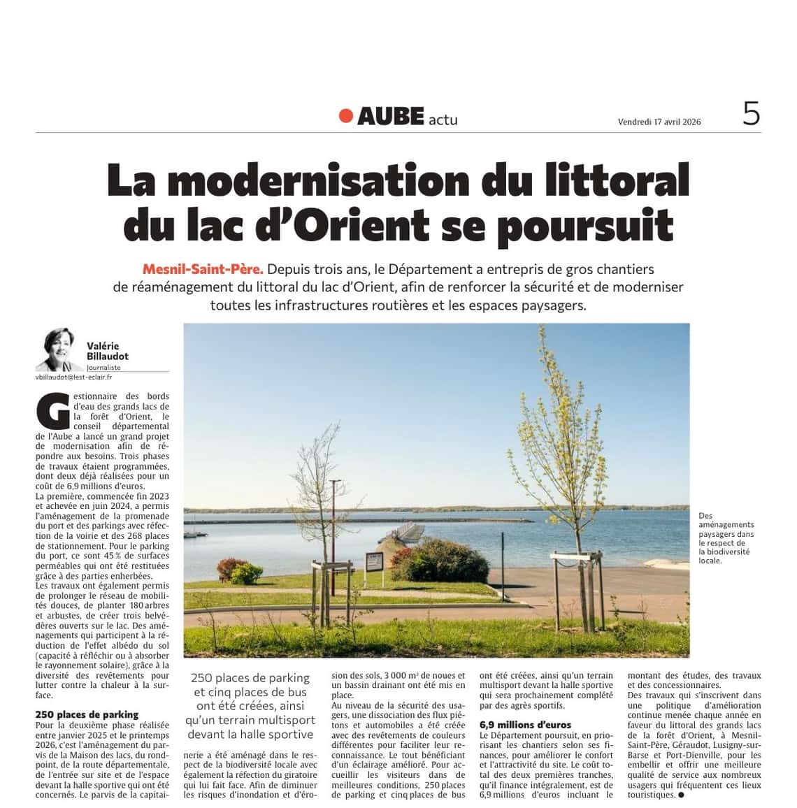 La modernisation du littoral du Lac d'Orient se poursuit.