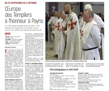 Du 30 septembre au 2 octobre, l'Europe des Templiers à l'honneur.