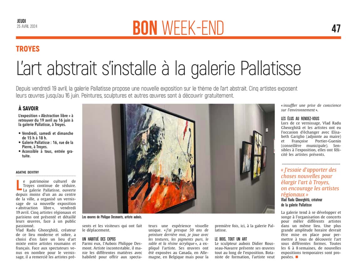 L’art abstrait s’installe à la galerie Pallatisse de Troyes