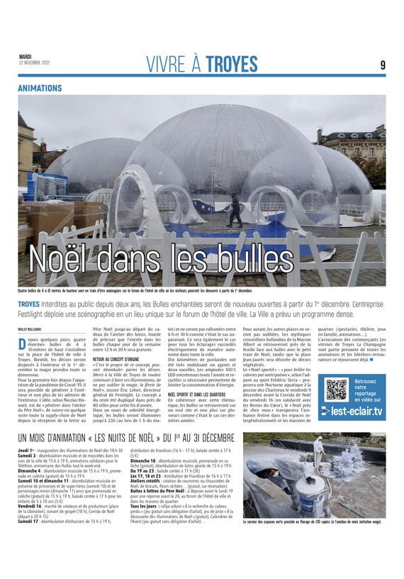 Noël à nouveau dans les bulles à Troyes