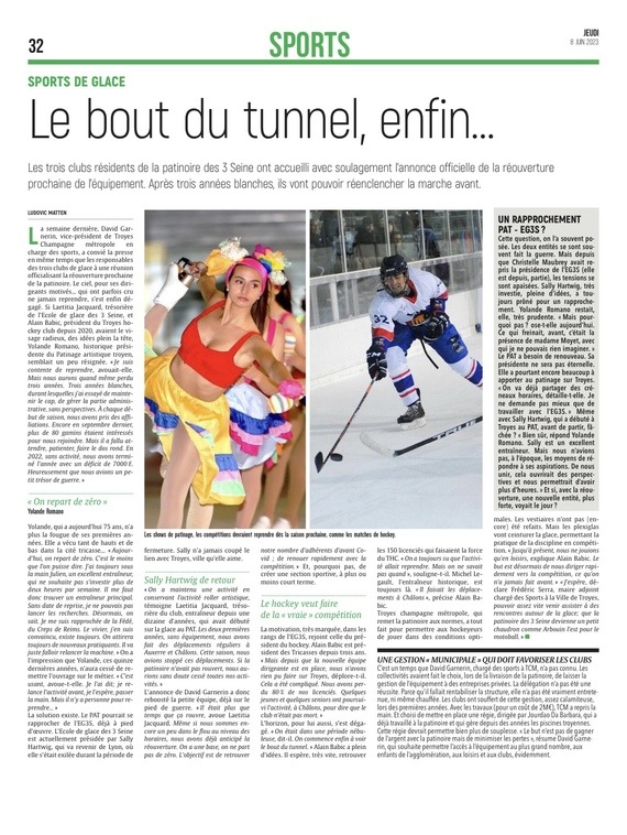 Réouverture de la patinoire, le bout du tunnel pour les sports de glace.