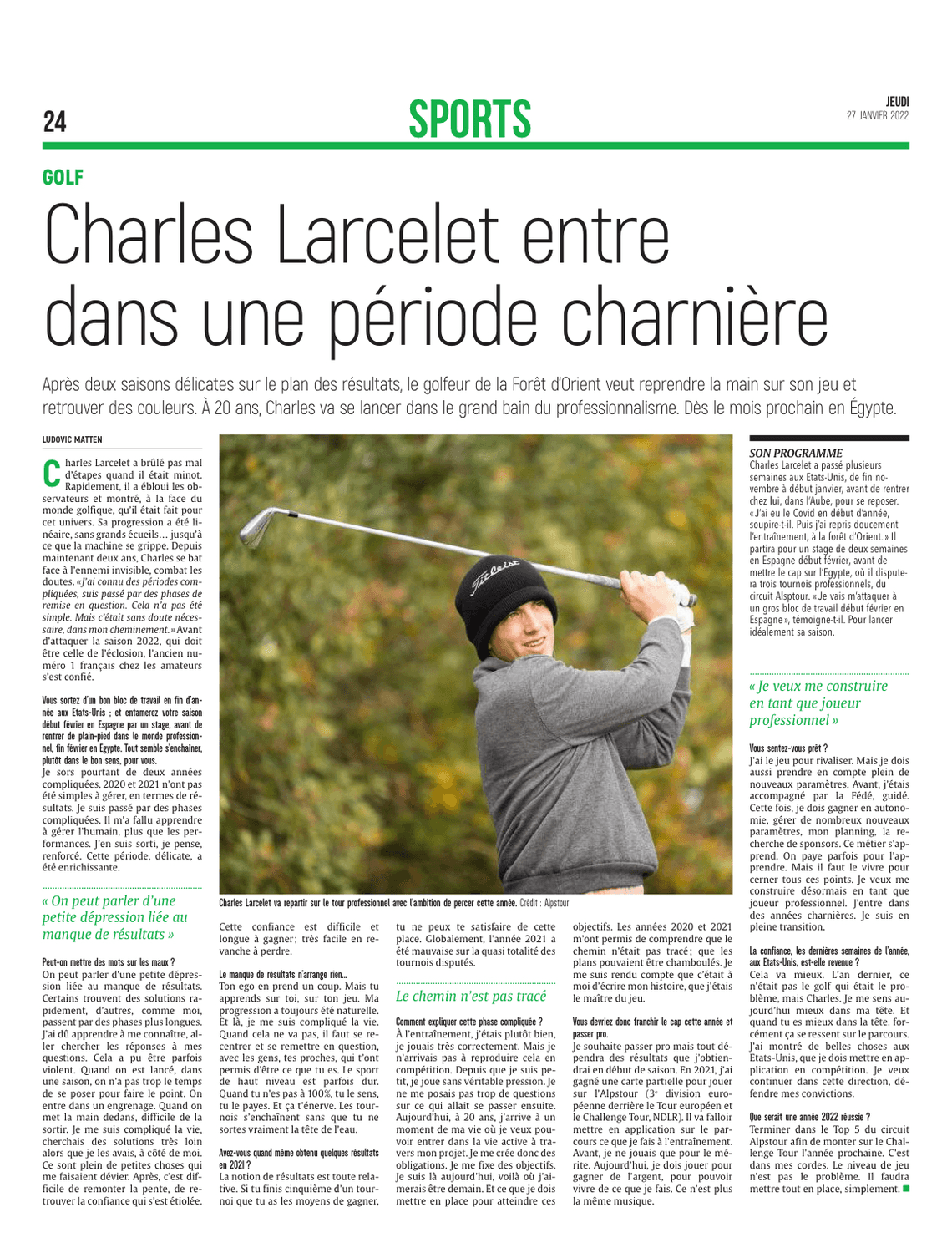 Charles Larcelet Pépite Aubassadeurs Sport, entre dans une période charnière.
