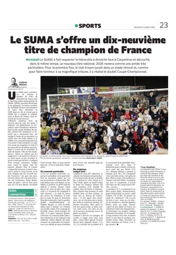Le SUMA s'offre un dix-neuvième titre de champion de France