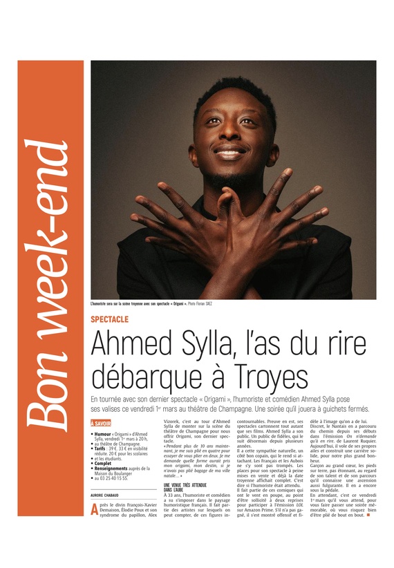 Ahmed Sylla, l'as du rire débarque à troyes