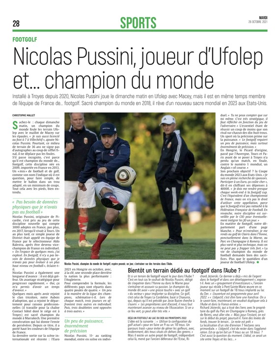 Nicolas PUSSINI, joueur d'Ufolep et .... Champion du Monde !