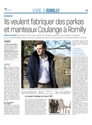 Ils veulent fabriquer des parkas et manteaux Coulange à Romilly-sur-Seine