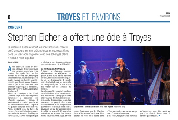 MDB : Stephan Eicher a conquis la scène troyenne