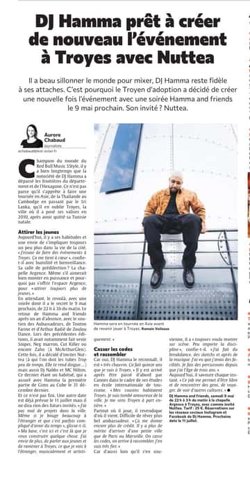 DJ Hamma prêt à créer de nouveau l'évènement à Troyes avec Nuttea.