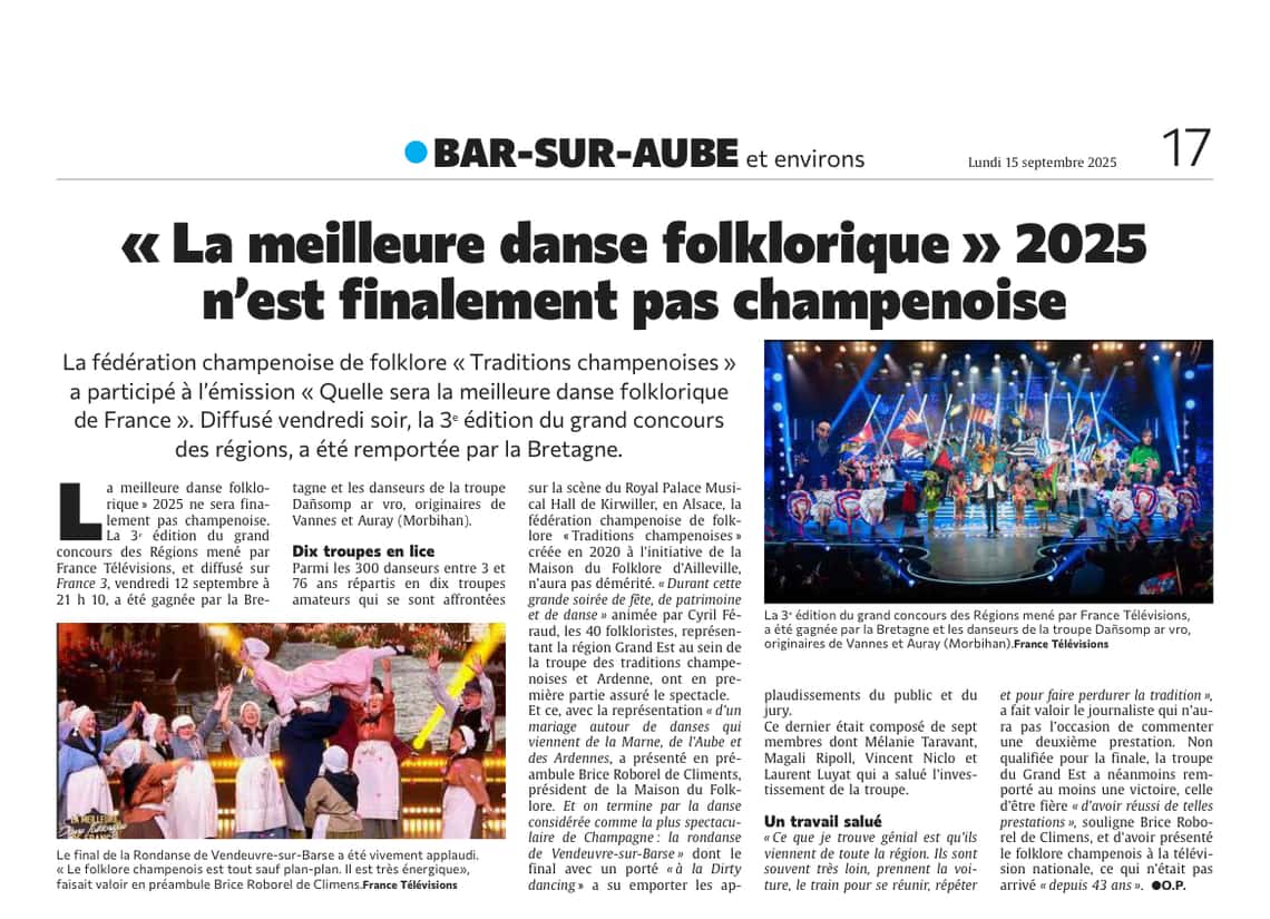 « La meilleure danse folklorique » 2025 n’est finalement pas champenoise