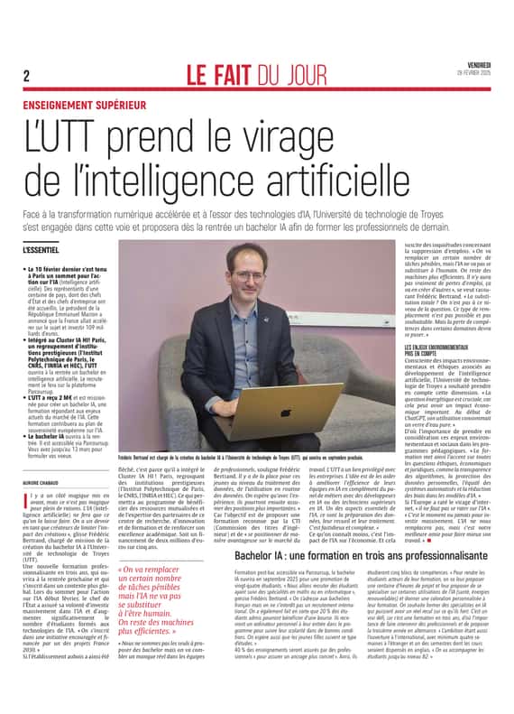 L’UTT prend le virage de l’intelligence artificielle