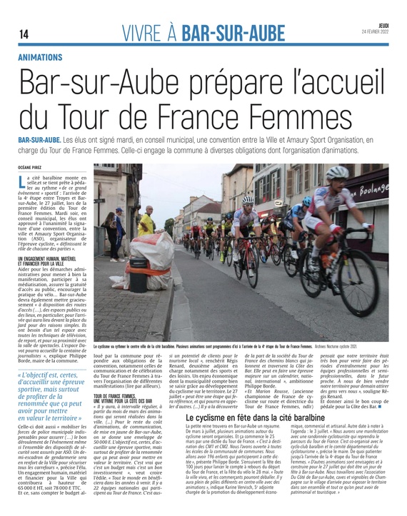 Bar-sur-Aube prépare l'accueil du Tour de France Femmes.
