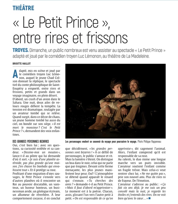 Théâtre : Le petit prince entre rires et frissons.