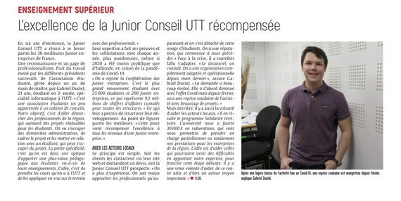 La Junior Conseil UTT récompensée