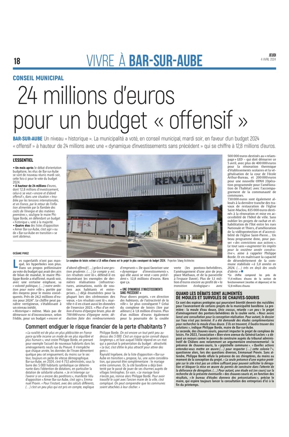 24 millions d’euros pour un budget « offensif » à Bar-sur-Aube
