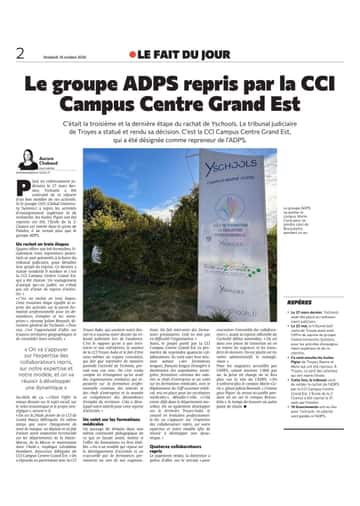 Le groupe ADPS repris par la CCI Campus Centre Grand Est