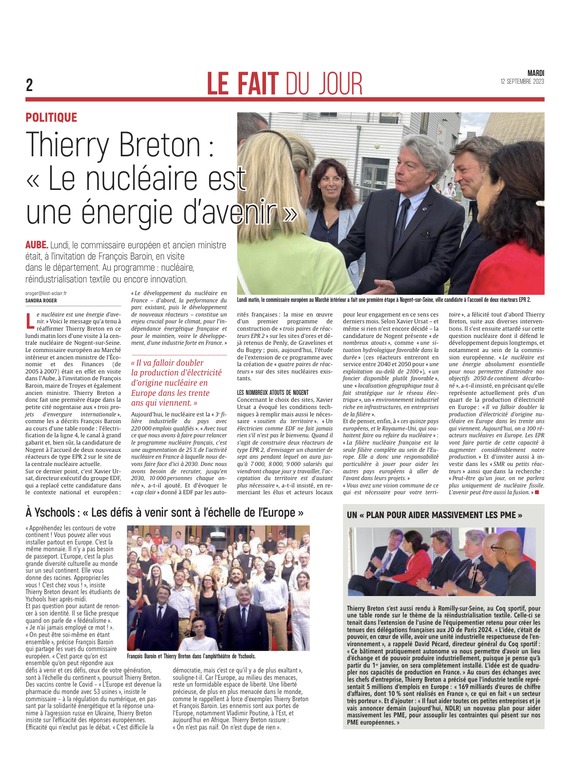 Thierry Breton :« Le nucléaire est une énergie d’avenir »