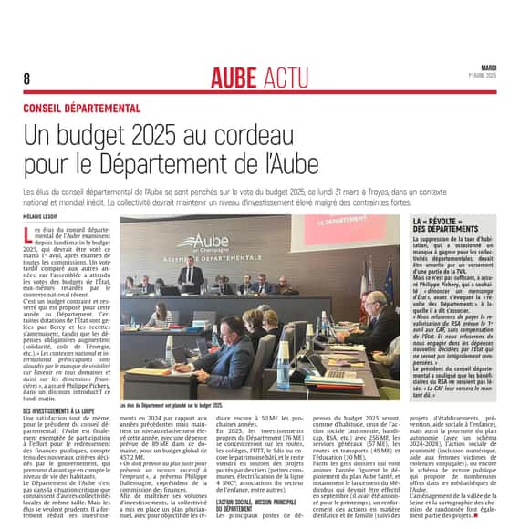 Un budget 2025 au cordeau pour le Département de l’Aube