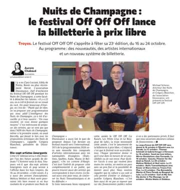 Nuits de Champagne : le festival Off Off Off lance la billetterie à prix libre