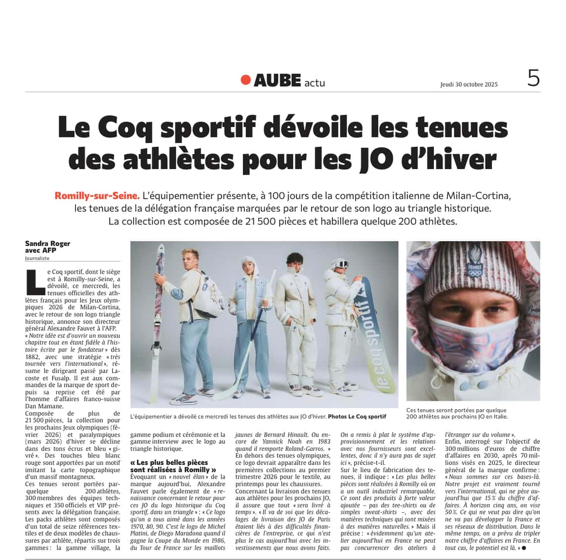 Le Coq sportif dévoile les tenues des athlètes pour les JO d’hiver de Milan-Cort