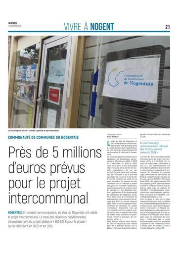 Vivre à Nogent : Près de 5millions d'euros pour le projet intercommunal