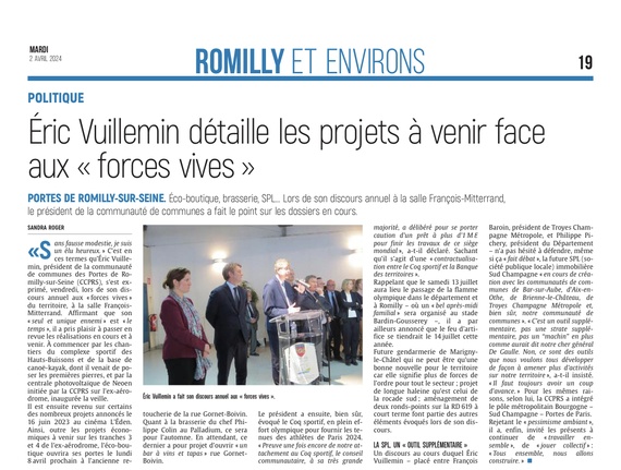 Éric Vuillemin détaille les projets à venir aux « forces vives »