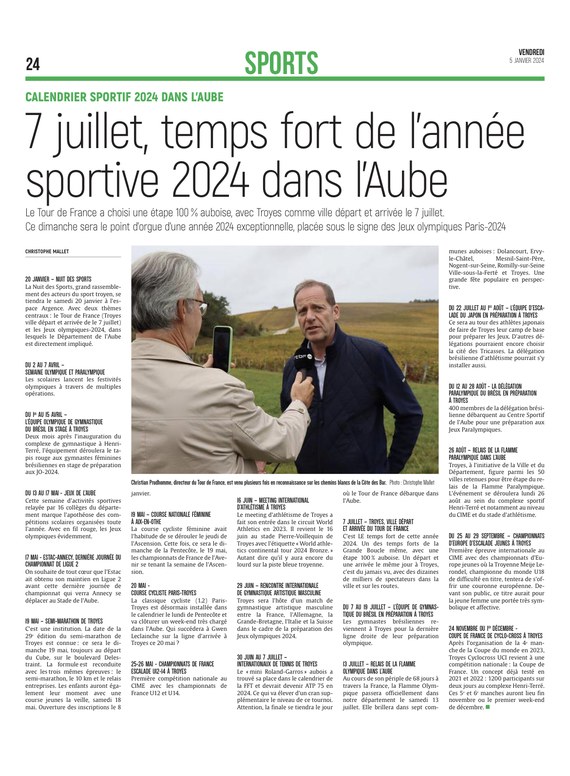 Découvrez les grands rendez-vous de la folle année sportive 2024 dans l’Aube