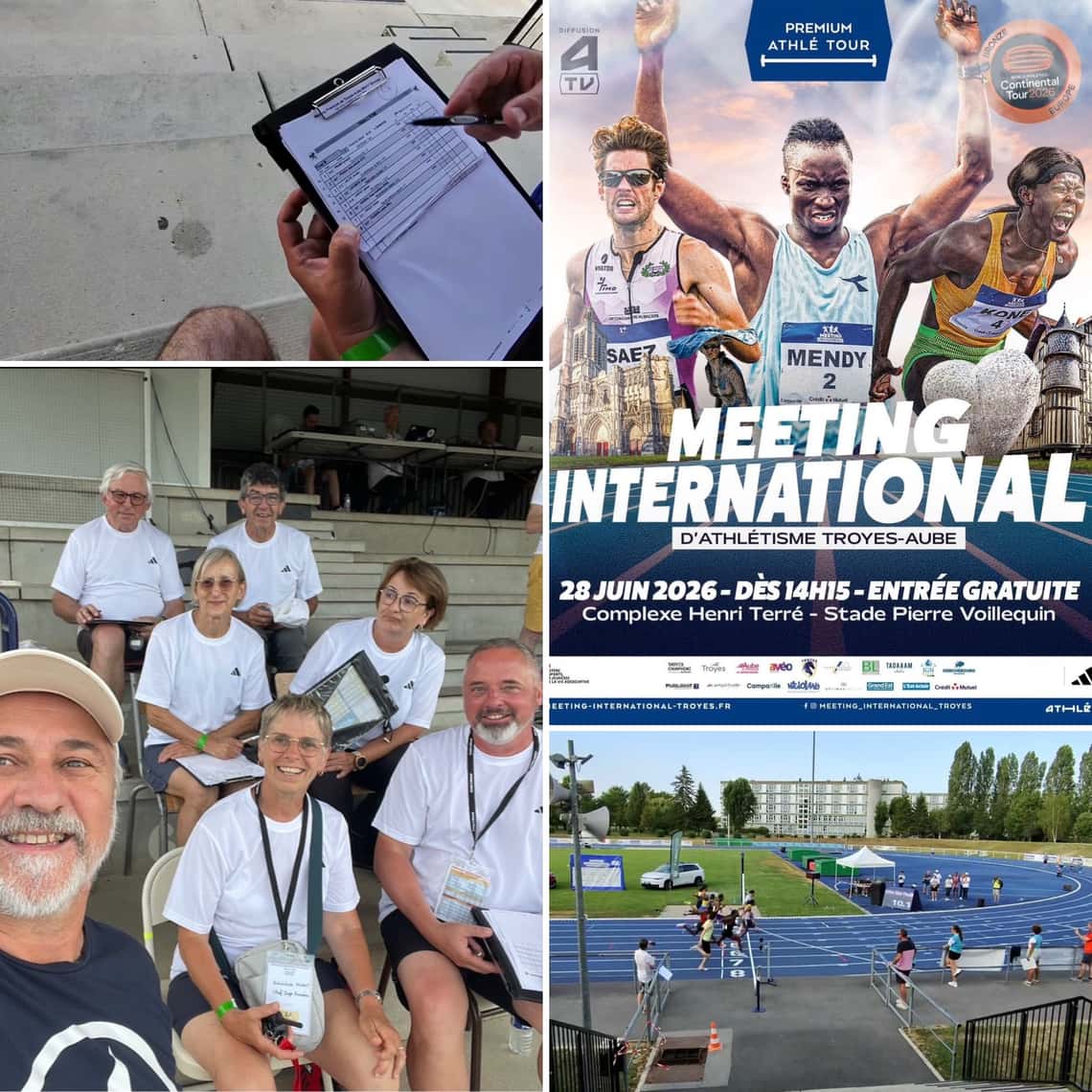 Laurent en arbitre du 100 mètres au Meeting International d'athlétisme