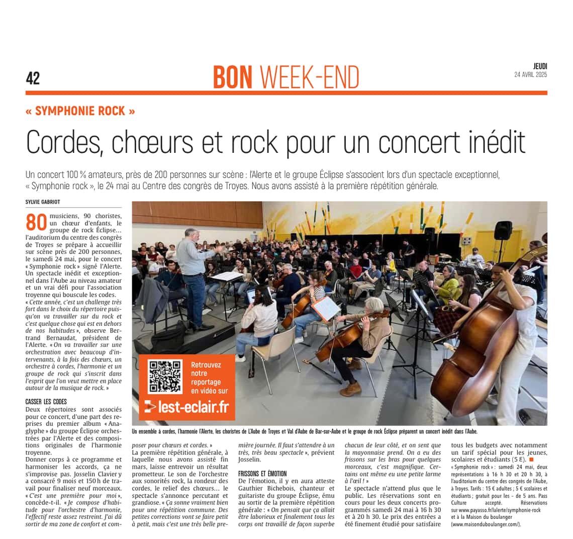 Allier chœurs, cordes et rock à Troyes , le défi !