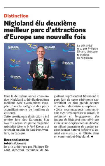 Nigloland élu deuxième meilleur parc d’attractions d’Europe