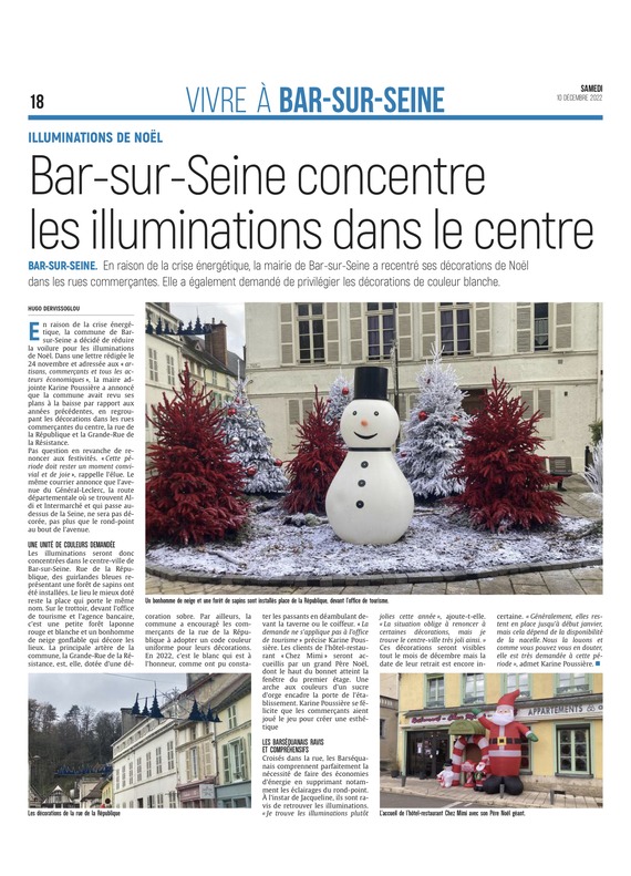 Bar-sur-Seine concentre les illuminations dans le centre.