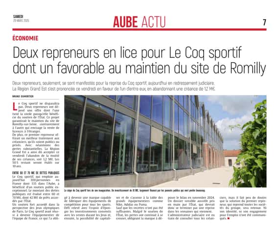 Deux repreneurs en lice pour Le Coq sportif.