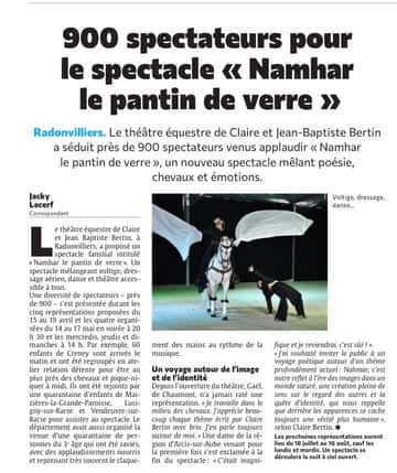 Près de 900 spectateurs pour le spectacle équestre « Namhar le pantin de verre »