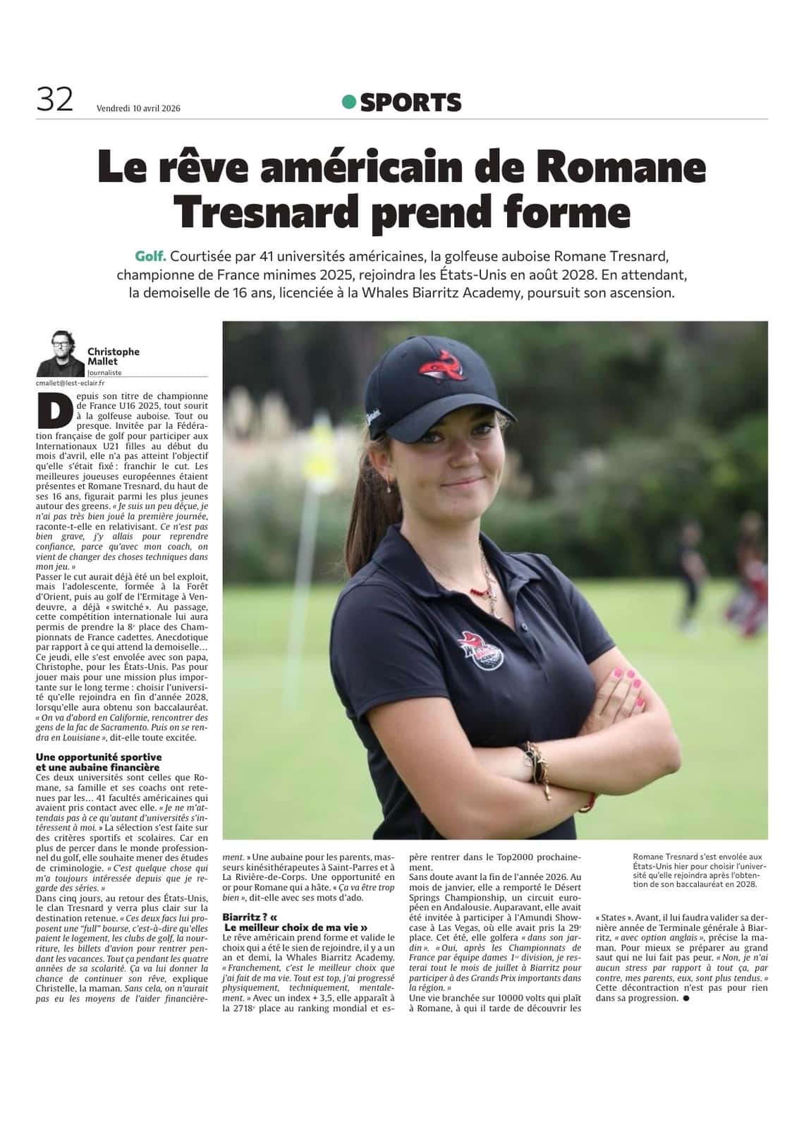 Golf : le rêve américain de la jeune Auboise Romane Tresnard