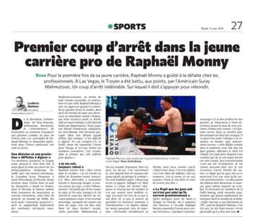 Premier coup d’arrêt dans la jeune carrière pro de Raphaël Monny