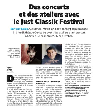 Le Just Classik Festival passe par Bar-sur-Seine