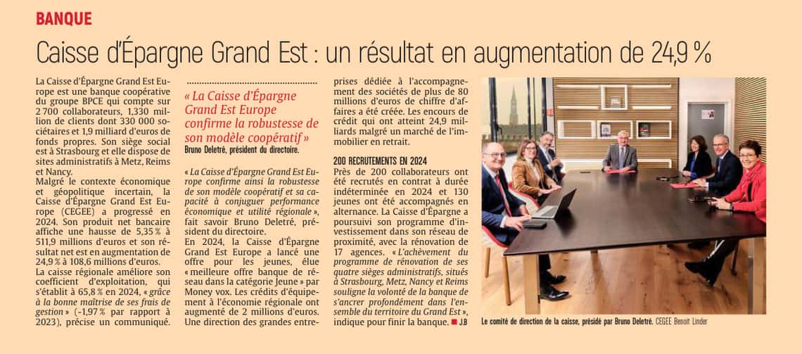 Caisse d'épargne Grand Est : un résultat en augmentation !