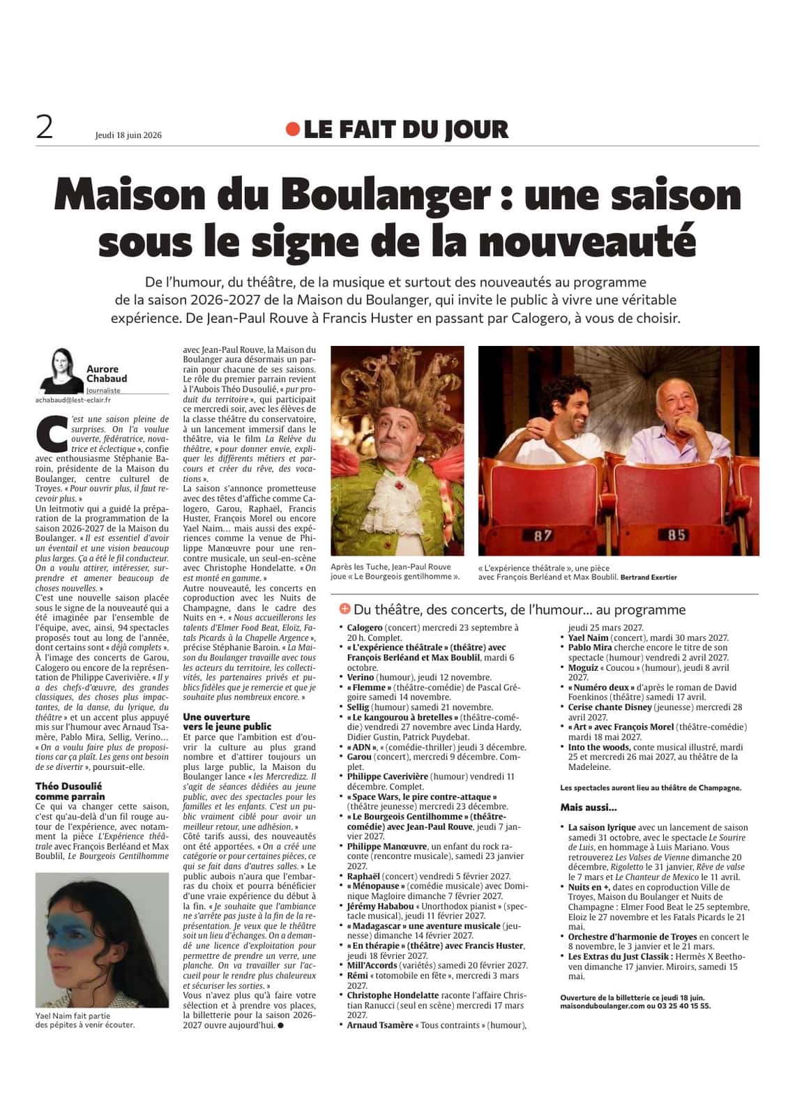 Maison du Boulanger : Une saison sous le signe de la nouveauté !