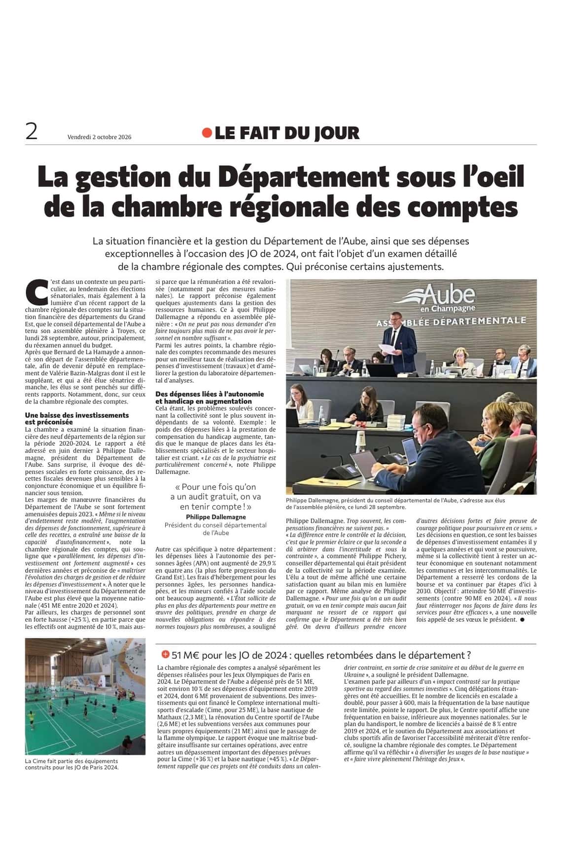 La gestion du Département sous l'oeil de la chambre régionale des comptes