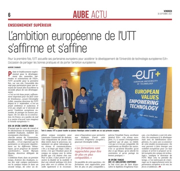 L'ambition européenne de l'UTT s'affirme et s'affine.