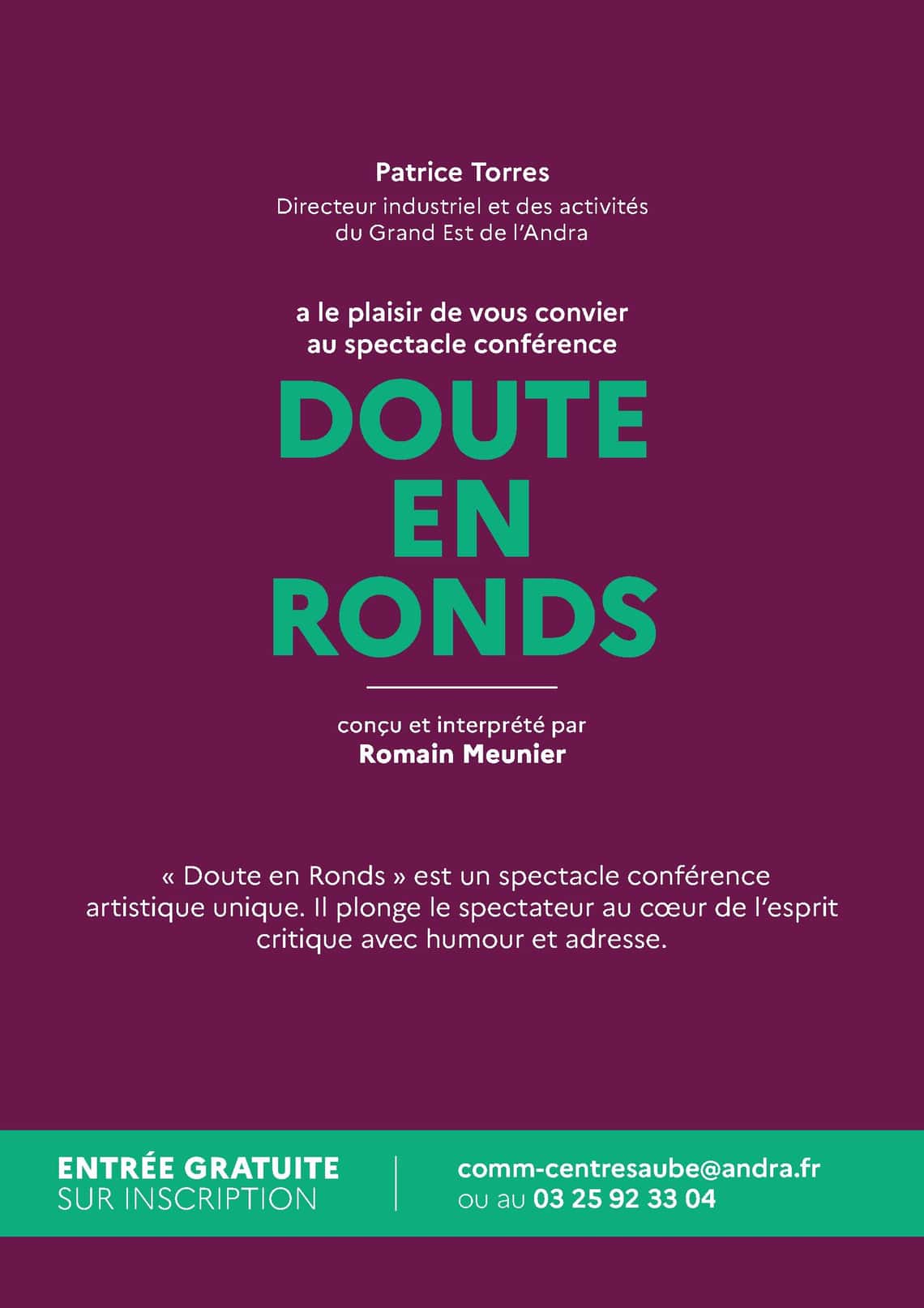 Evènement ANDRA, Doute en ronds conçu et interprété par Romain Meunier.