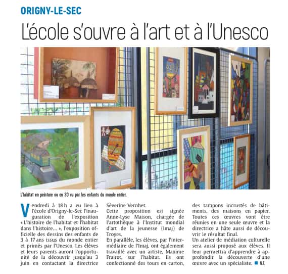 L’école d’Origny-le-Sec s’ouvre à l’art et à l’Unesco