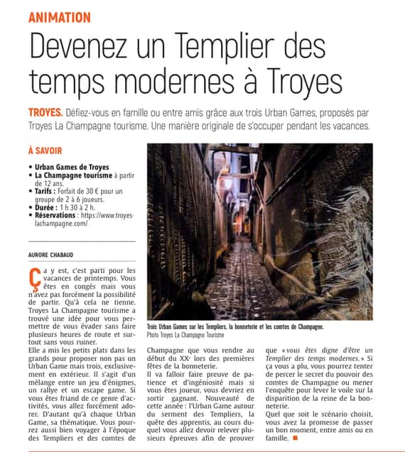 Devenez un Templier des temps modernes à Troyes