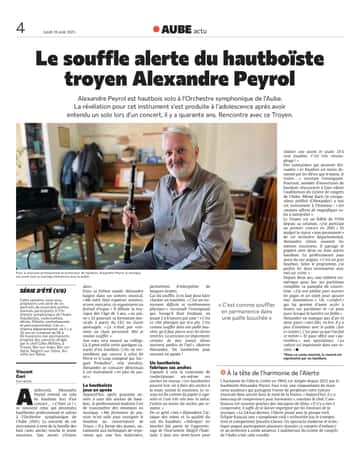 Le souffle alerte du hautboïste troyen Alexandre Peyrol