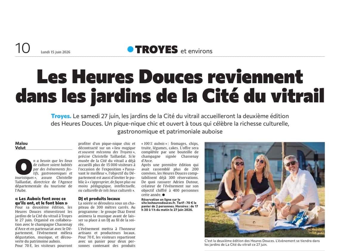 Les Heures Douces reviennent dans les jardins de la cité du vitrail !