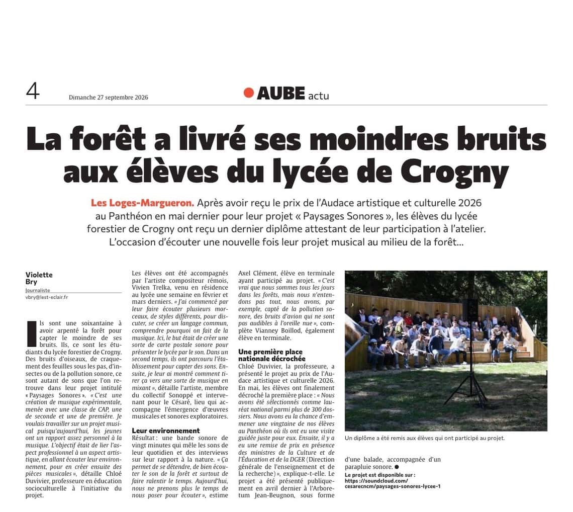 La forêt a livré ses moindres bruits aux élèves du lycée de Crogny