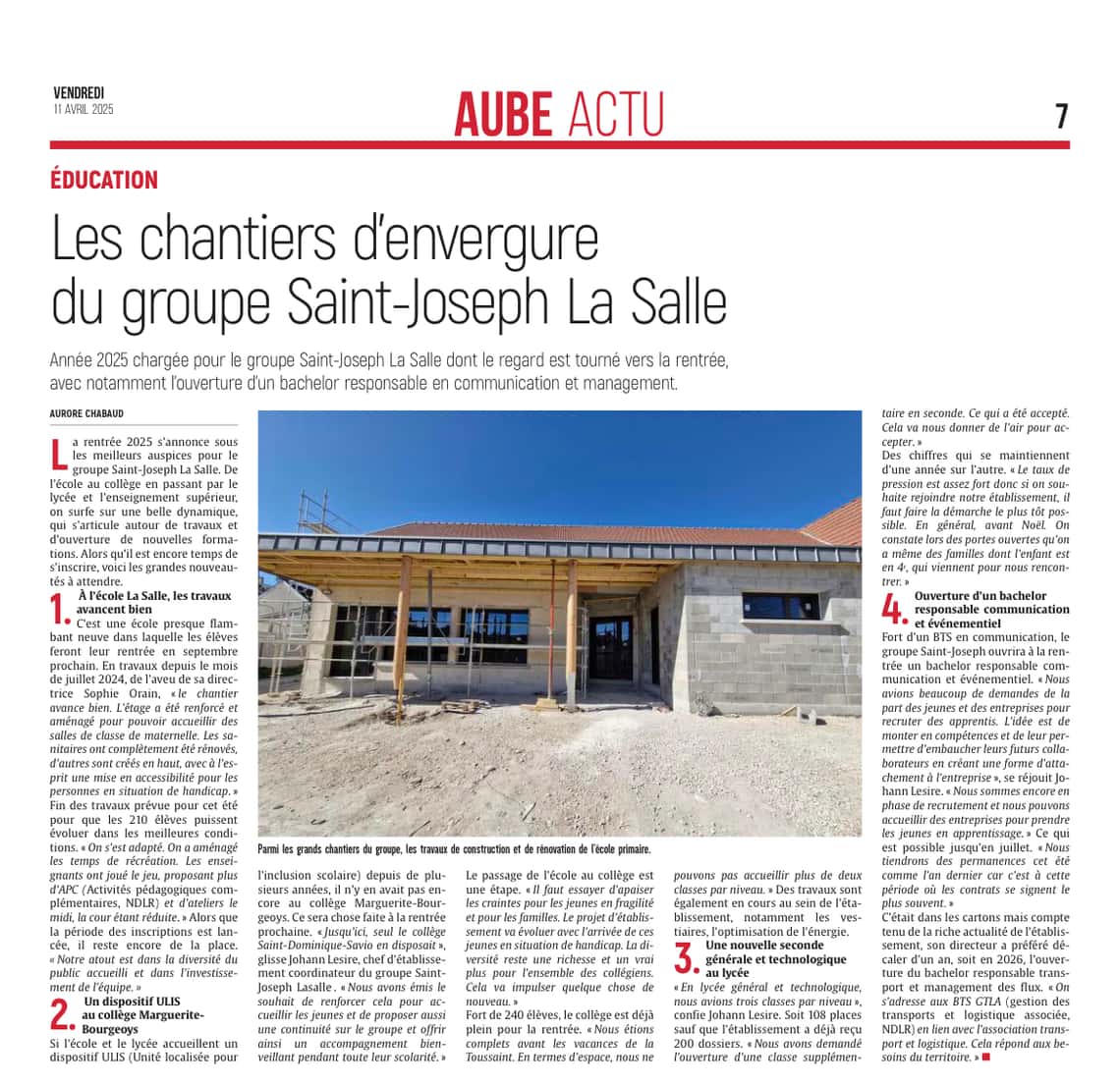 Les chantiers d'envergure du Groupe Saint-Joseph LaSalle