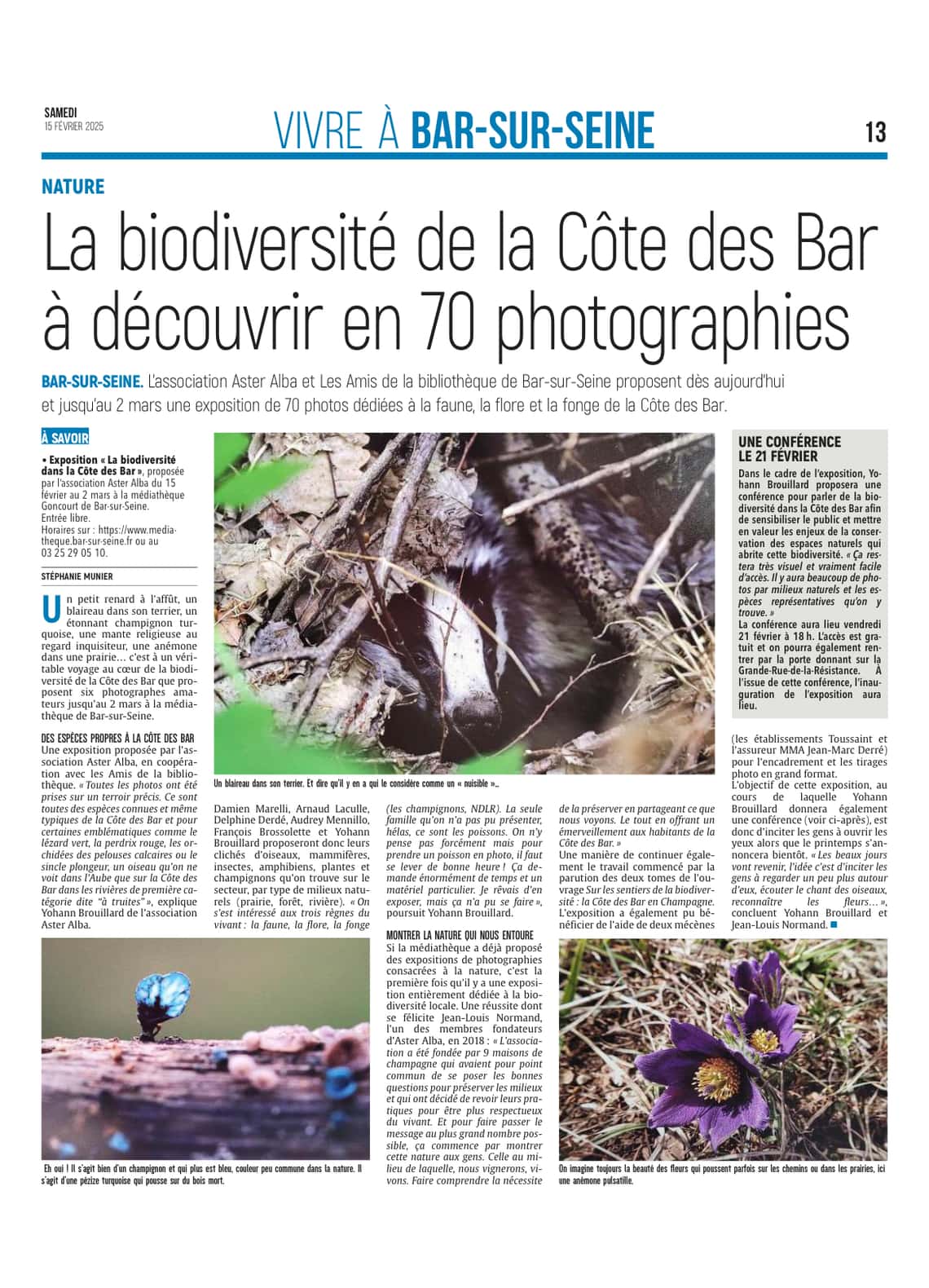 La biodiversité de la Côte des Bar à découvrir en 70 photographies