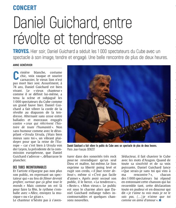 Daniel Guichard à Troyes, entre révolte et tendresse